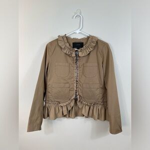 J.Crew Khaki Tan Ruffle Chino Jacket Cotton Casual Size 2